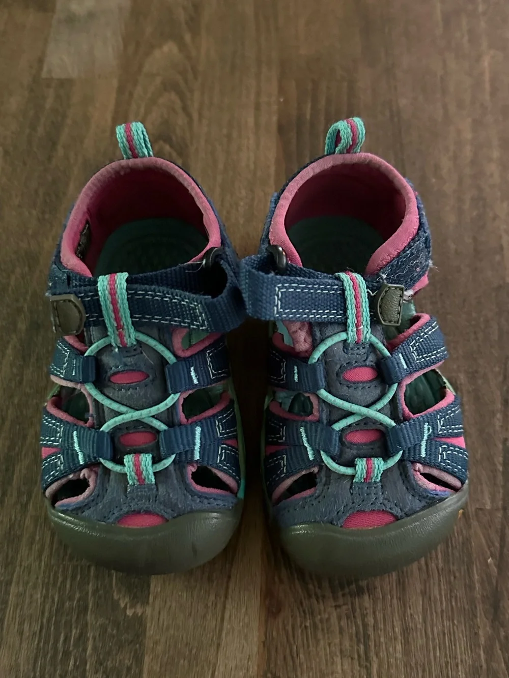 KEEN Girls Navy, Pink & Teal Closed-Toe Sport Sandals
